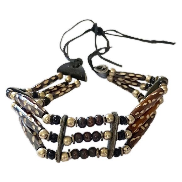 Native American Style Choker Necklace Ceramic Beaded Tribal Ethnic Bohemian - Picture 6 of 16